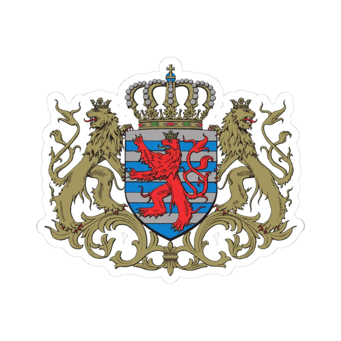 Moyennes armoiries du Grand-Duché de Luxembourg (Luxembourg) (Coat of Arms) STICKER Vinyl Kiss-Cut Decal 3 Inch White - The Sticker Space
