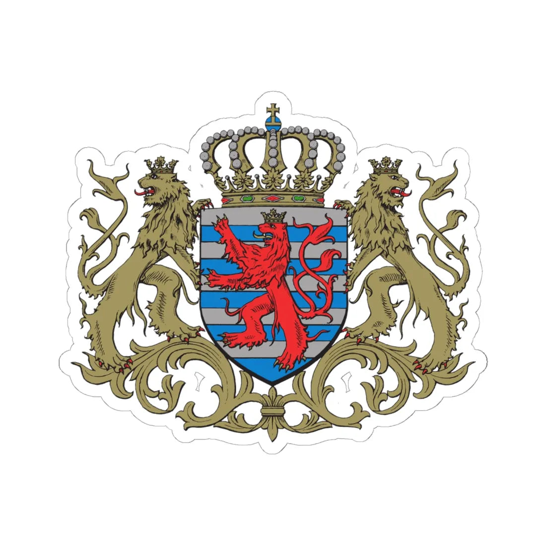 Moyennes armoiries du Grand-Duché de Luxembourg (Luxembourg) (Coat of Arms) STICKER Vinyl Kiss-Cut Decal 6 Inch White - The Sticker Space