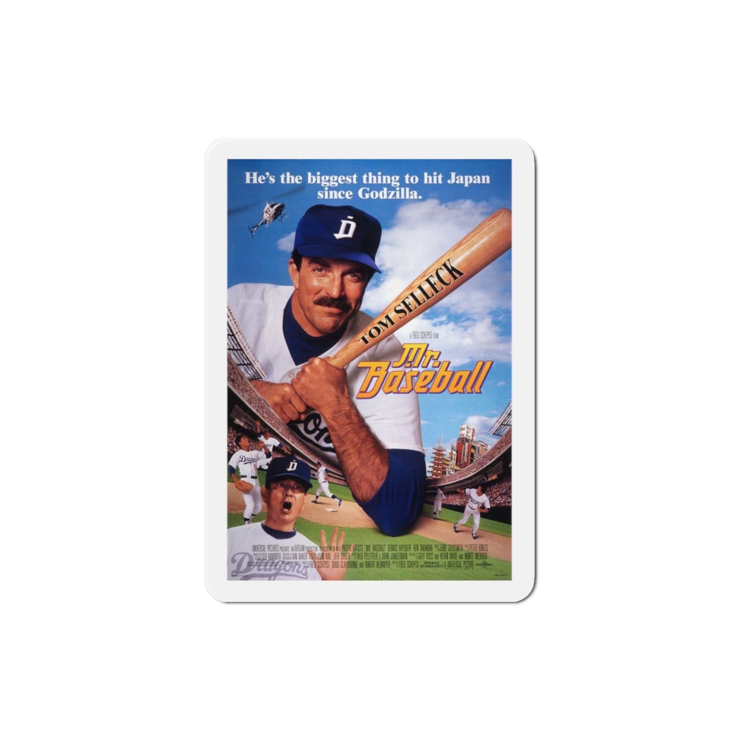 Mr Baseball 1992 Movie Poster Die-Cut Magnet-3" x 3"-The Sticker Space