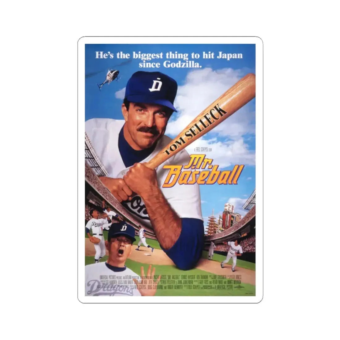 Mr Baseball 1992 Movie Poster - STICKER Vinyl Kiss-Cut Decal 2 Inch White - The Sticker Space