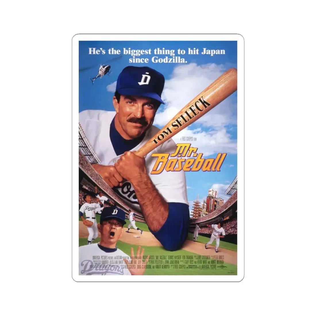 Mr Baseball 1992 Movie Poster - STICKER Vinyl Kiss-Cut Decal 3 Inch White - The Sticker Space