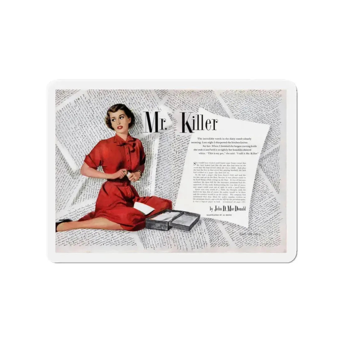Mr. Killer, Today's Woman, January 1952 (Magazine Illustration) Refrigerator Magnet 3 Inch - The Sticker Space