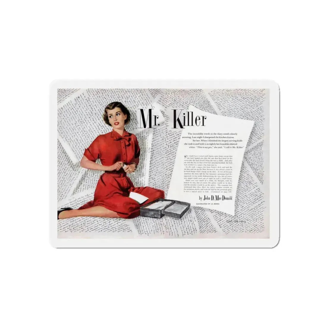 Mr. Killer, Today's Woman, January 1952 (Magazine Illustration) Refrigerator Magnet 5 Inch - The Sticker Space