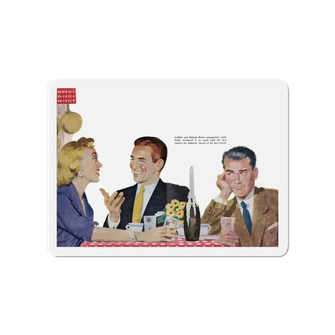 Mr. Maugham Himself (4), The Literary Guild Review, December 1954 (Magazine Illustration) Refrigerator Magnet 4 Inch - The Sticker Space