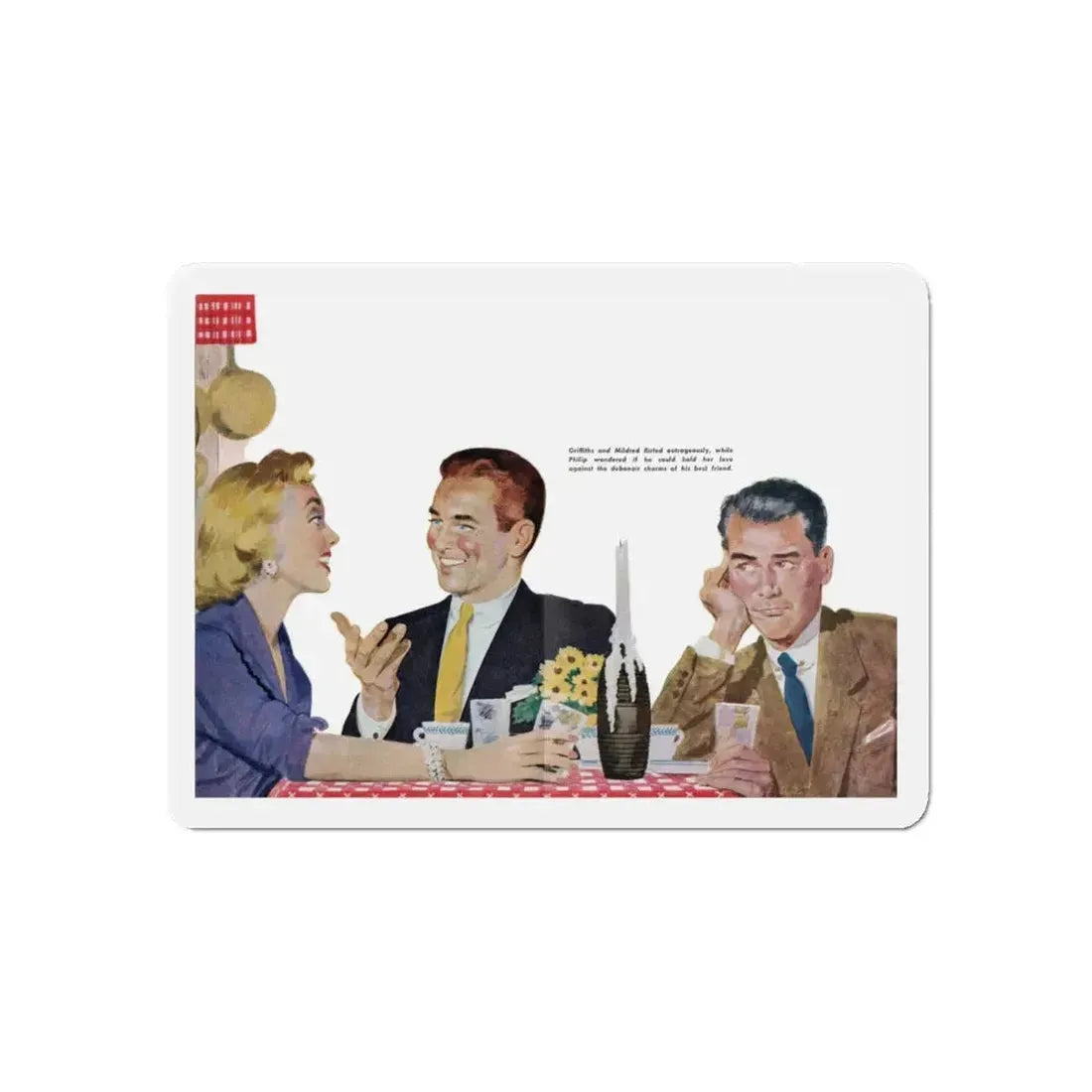 Mr. Maugham Himself (4), The Literary Guild Review, December 1954 (Magazine Illustration) Refrigerator Magnet 6 Inch - The Sticker Space