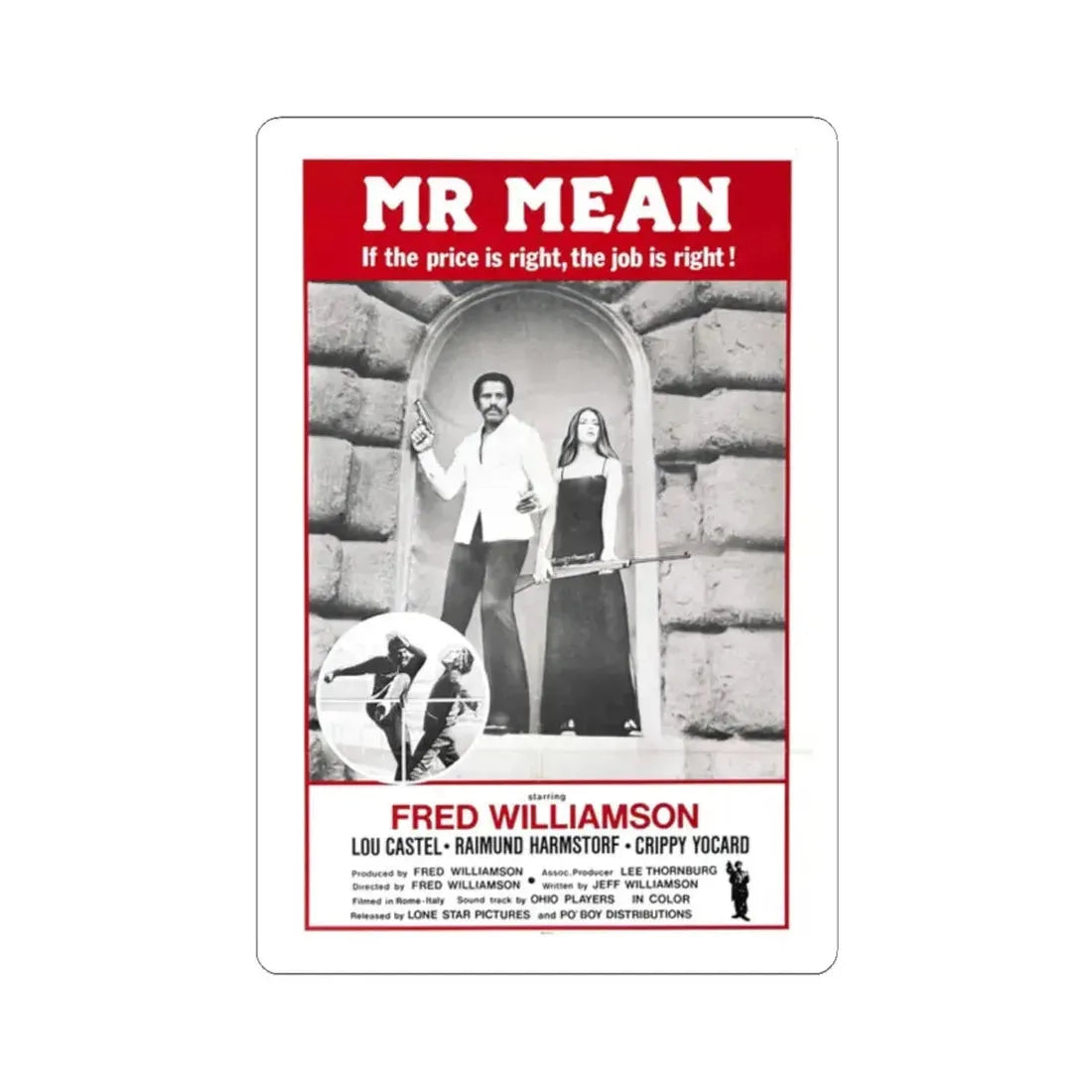 MR MEAN 1977 Movie Poster - STICKER Vinyl Kiss-Cut Decal 2 Inch White - The Sticker Space