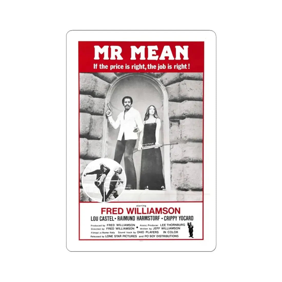 MR MEAN 1977 Movie Poster - STICKER Vinyl Kiss-Cut Decal 3 Inch White - The Sticker Space