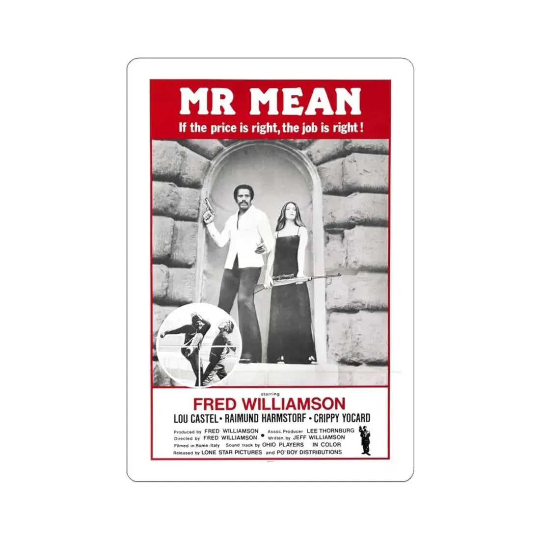 MR MEAN 1977 Movie Poster - STICKER Vinyl Kiss-Cut Decal 4 Inch White - The Sticker Space