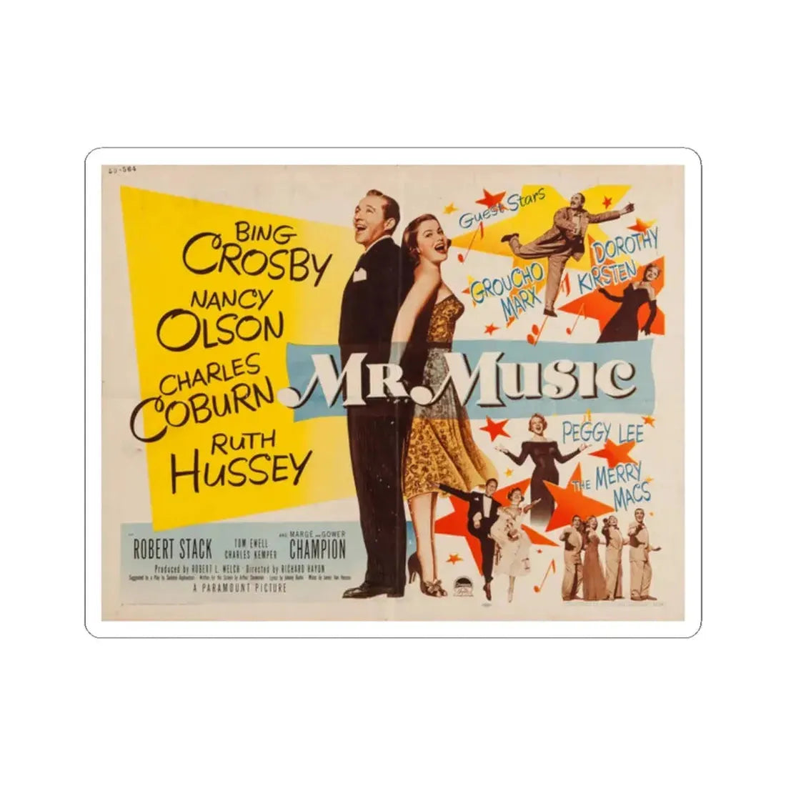 Mr Music 1950 Movie Poster - STICKER Vinyl Kiss-Cut Decal 2 Inch White - The Sticker Space