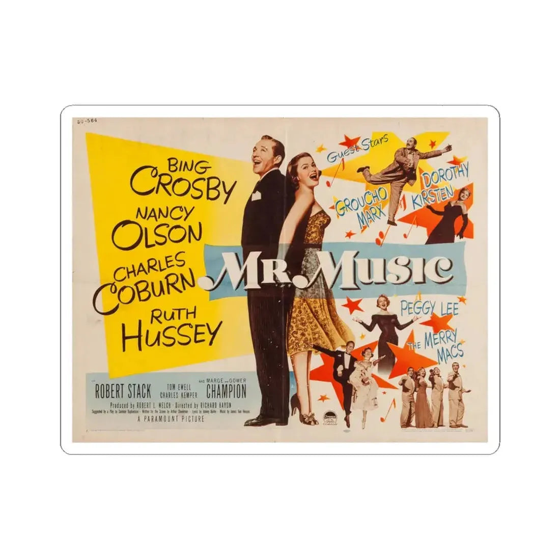 Mr Music 1950 Movie Poster - STICKER Vinyl Kiss-Cut Decal 6 Inch White - The Sticker Space