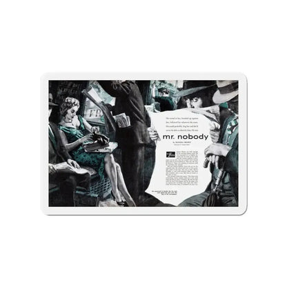 Mr. Nobody, Male magazine, February 1957 (Magazine Illustration) Refrigerator Magnet 4 Inch - The Sticker Space