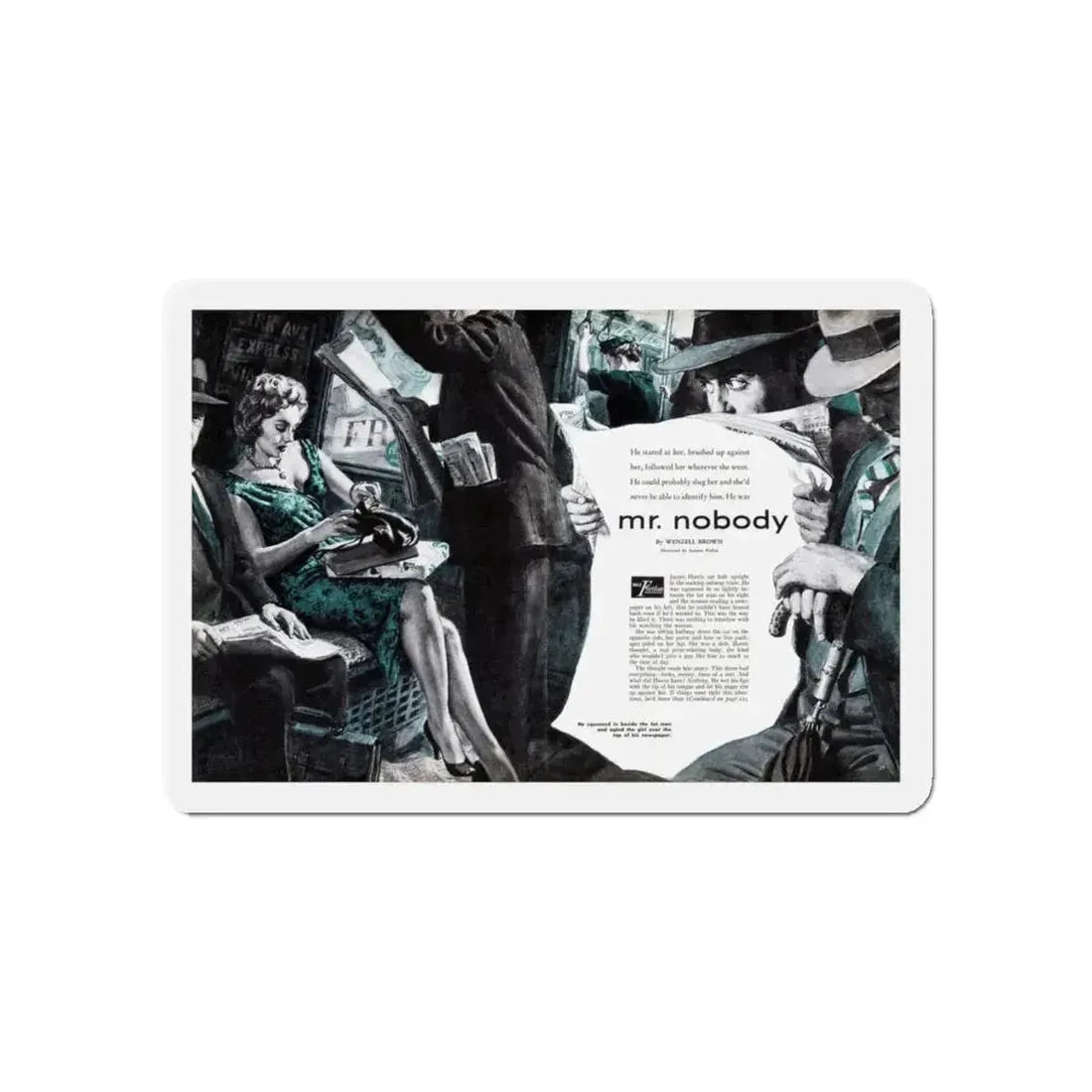 Mr. Nobody, Male magazine, February 1957 (Magazine Illustration) Refrigerator Magnet 5 Inch - The Sticker Space