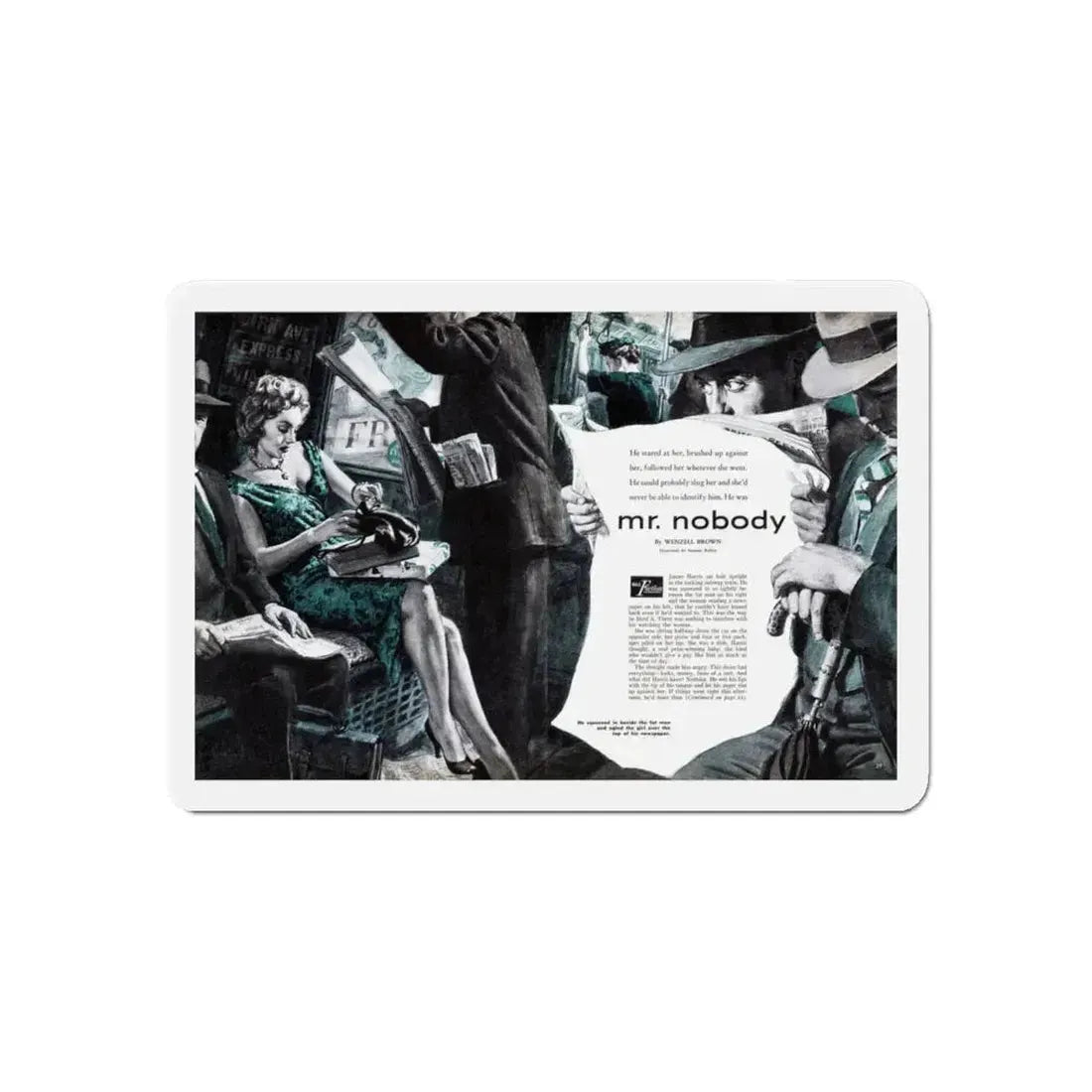 Mr. Nobody, Male magazine, February 1957 (Magazine Illustration) Refrigerator Magnet 6 Inch - The Sticker Space