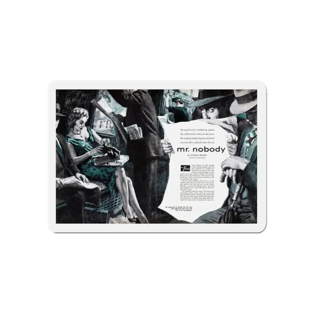 Mr. Nobody, Male magazine, February 1957 (Magazine Illustration) Refrigerator Magnet - The Sticker Space