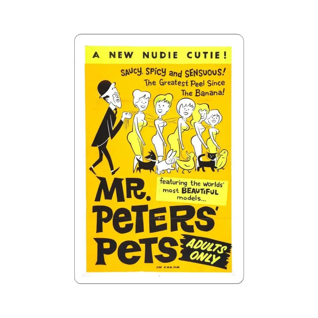 MR PETER'S PETS 1962 Movie Poster - STICKER Vinyl Kiss-Cut Decal 4 Inch White - The Sticker Space