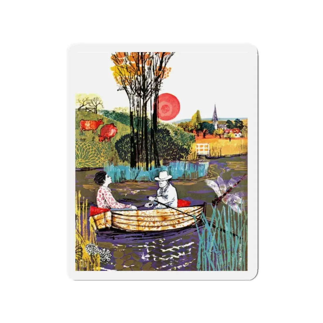 Mr Pringle And The Red, Red Rose by Pat Watson, Homes & Gardens, 1965 (Magazine Illustration) Refrigerator Magnet 2 Inch - The Sticker Space