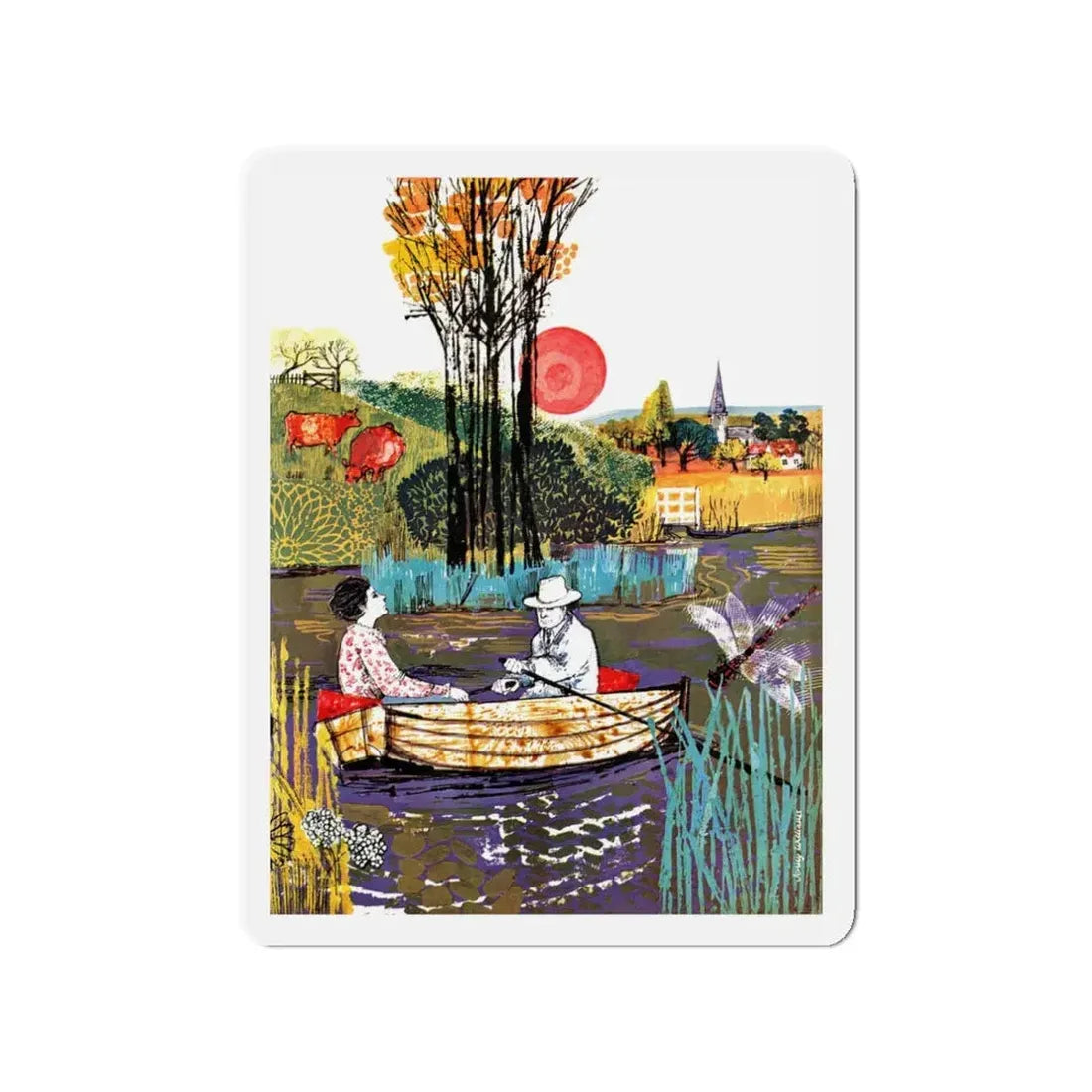 Mr Pringle And The Red, Red Rose by Pat Watson, Homes & Gardens, 1965 (Magazine Illustration) Refrigerator Magnet 3 Inch - The Sticker Space