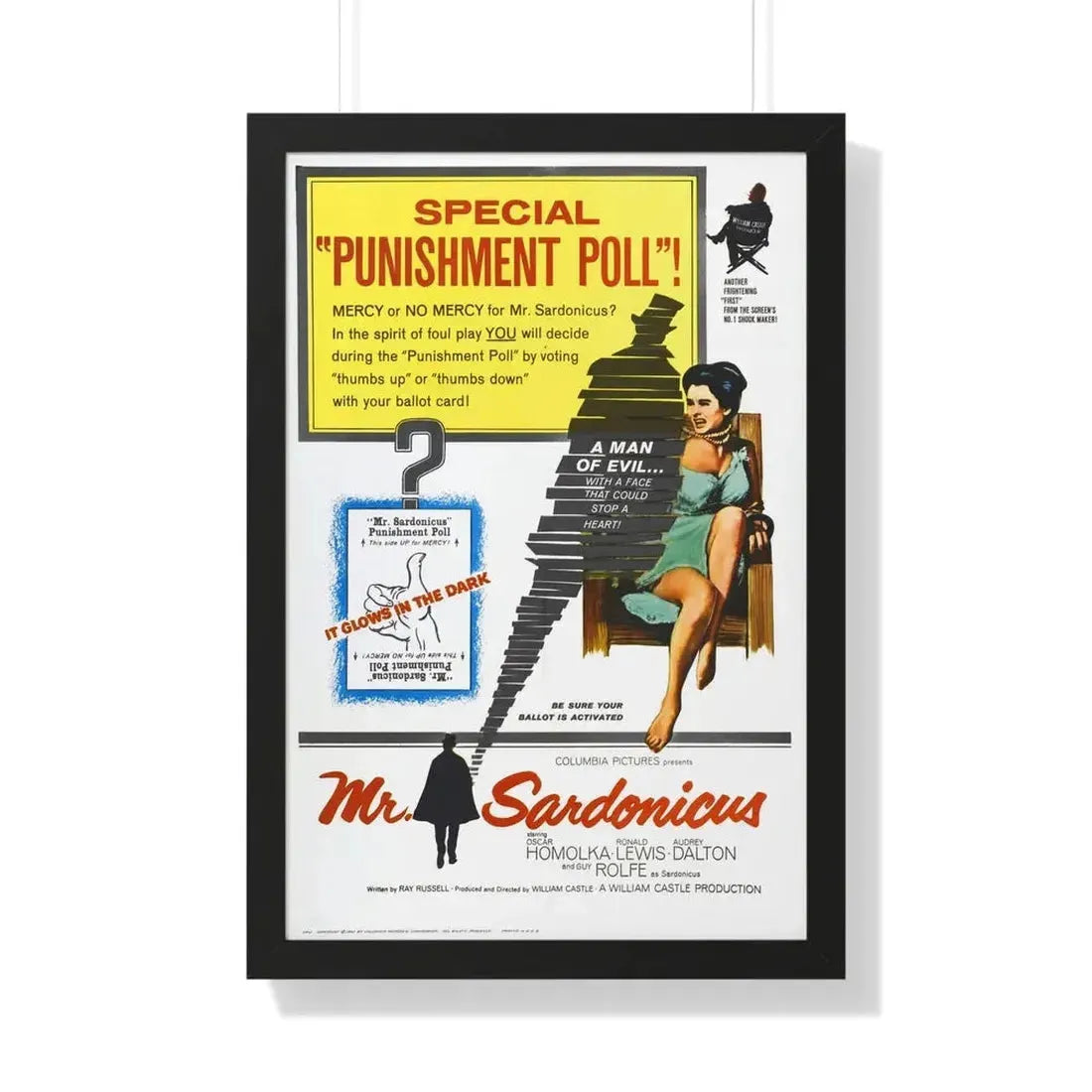 MR. SARDONICUS 1961 - Framed Movie Poster 20" x 30" Black - The Sticker Space