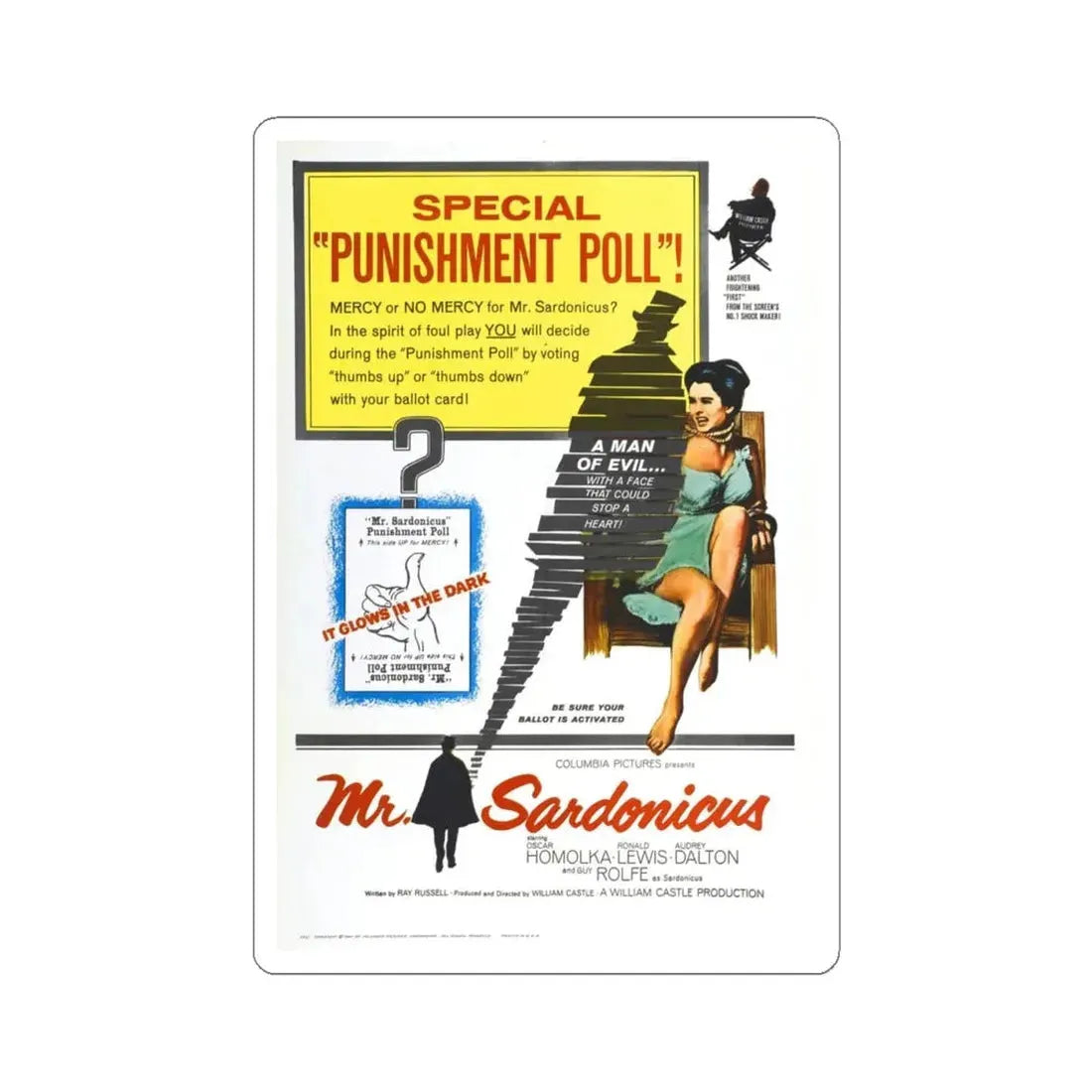 MR. SARDONICUS 1961 Movie Poster - STICKER Vinyl Kiss-Cut Decal 4 Inch White - The Sticker Space