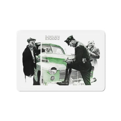 Mr. Satterlee Shares the Ride, Cosmopolitan, October 1943 (Magazine Illustration) Refrigerator Magnet 3 Inch - The Sticker Space