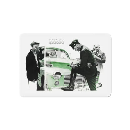 Mr. Satterlee Shares the Ride, Cosmopolitan, October 1943 (Magazine Illustration) Refrigerator Magnet 5 Inch - The Sticker Space