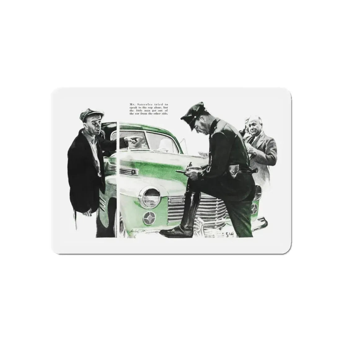 Mr. Satterlee Shares the Ride, Cosmopolitan, October 1943 (Magazine Illustration) Refrigerator Magnet - The Sticker Space