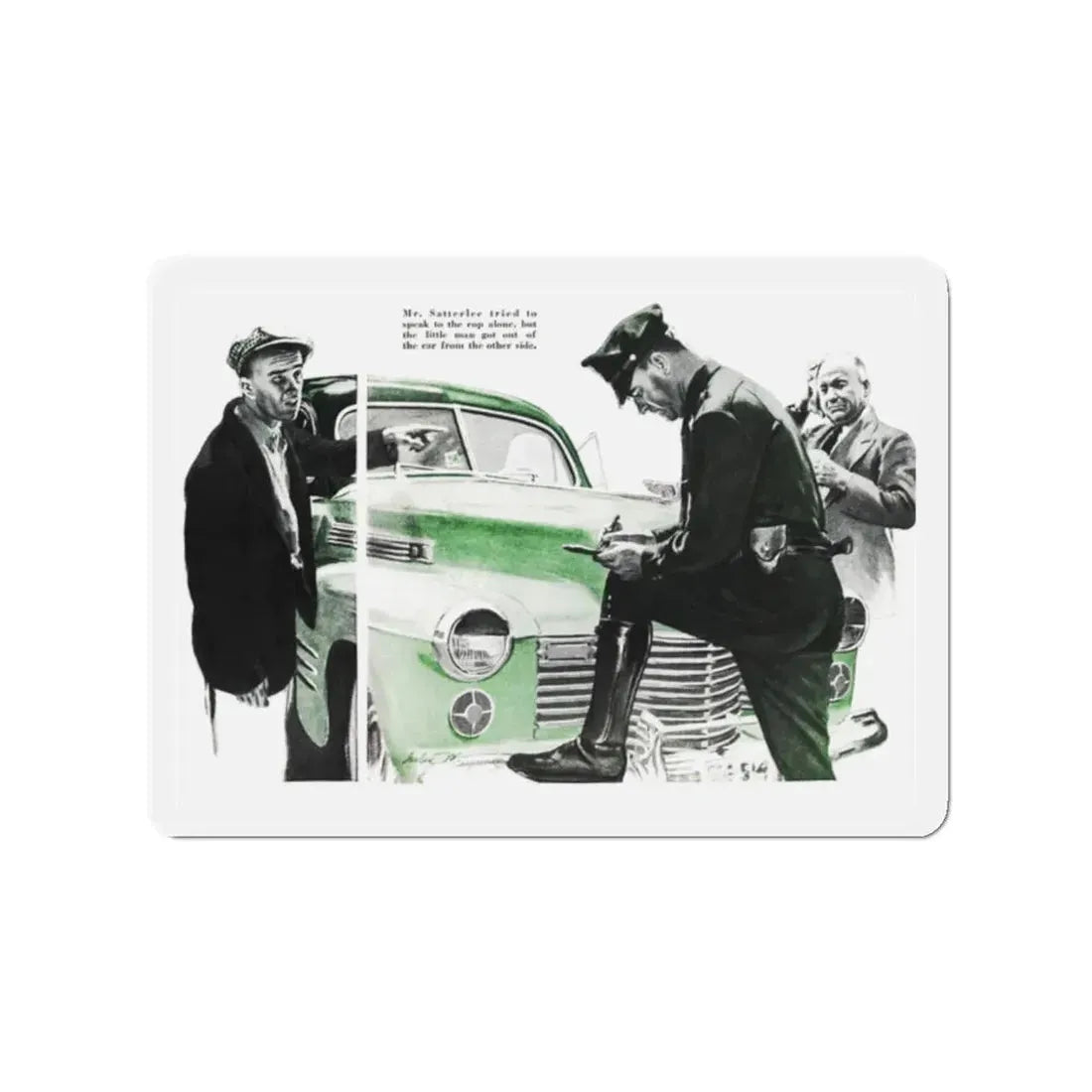 Mr. Satterlee Shares the Ride, Cosmopolitan, October 1943 (Magazine Illustration) Refrigerator Magnet - The Sticker Space