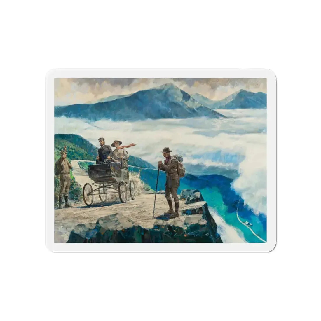 Mr. Stanley Turns on the Stream, Great Moments in Early American Motoring (Magazine Illustration) Refrigerator Magnet - The Sticker Space