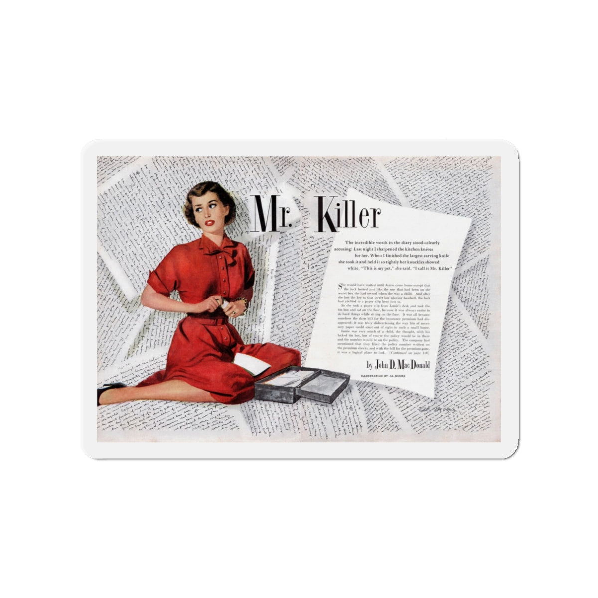 Mr. Killer, Today's Woman, January 1952 (Magazine Illustration) Refrigerator Magnet-3" x 3"-The Sticker Space