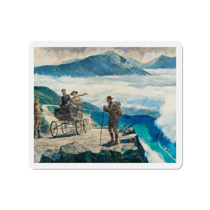 Mr. Stanley Turns on the Stream, Great Moments in Early American Motoring (Magazine Illustration) Refrigerator Magnet-2" x 2"-The Sticker Space