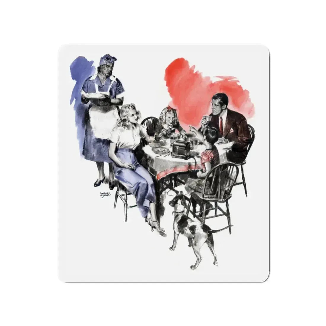 Mrs. Billman's Private Life, Liberty magazine, November 30, 1940 (Magazine Illustration) Refrigerator Magnet 3 Inch - The Sticker Space