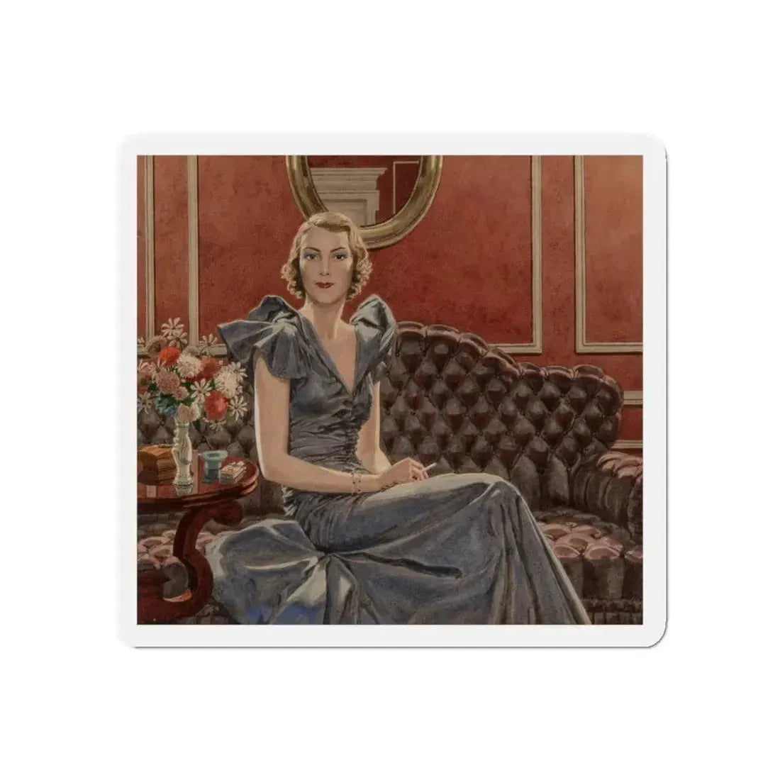 Mrs. Brookfield Van Rensselaer, Camel Cigarette advertisement, 1935 (Magazine Illustration) Refrigerator Magnet 5 Inch - The Sticker Space