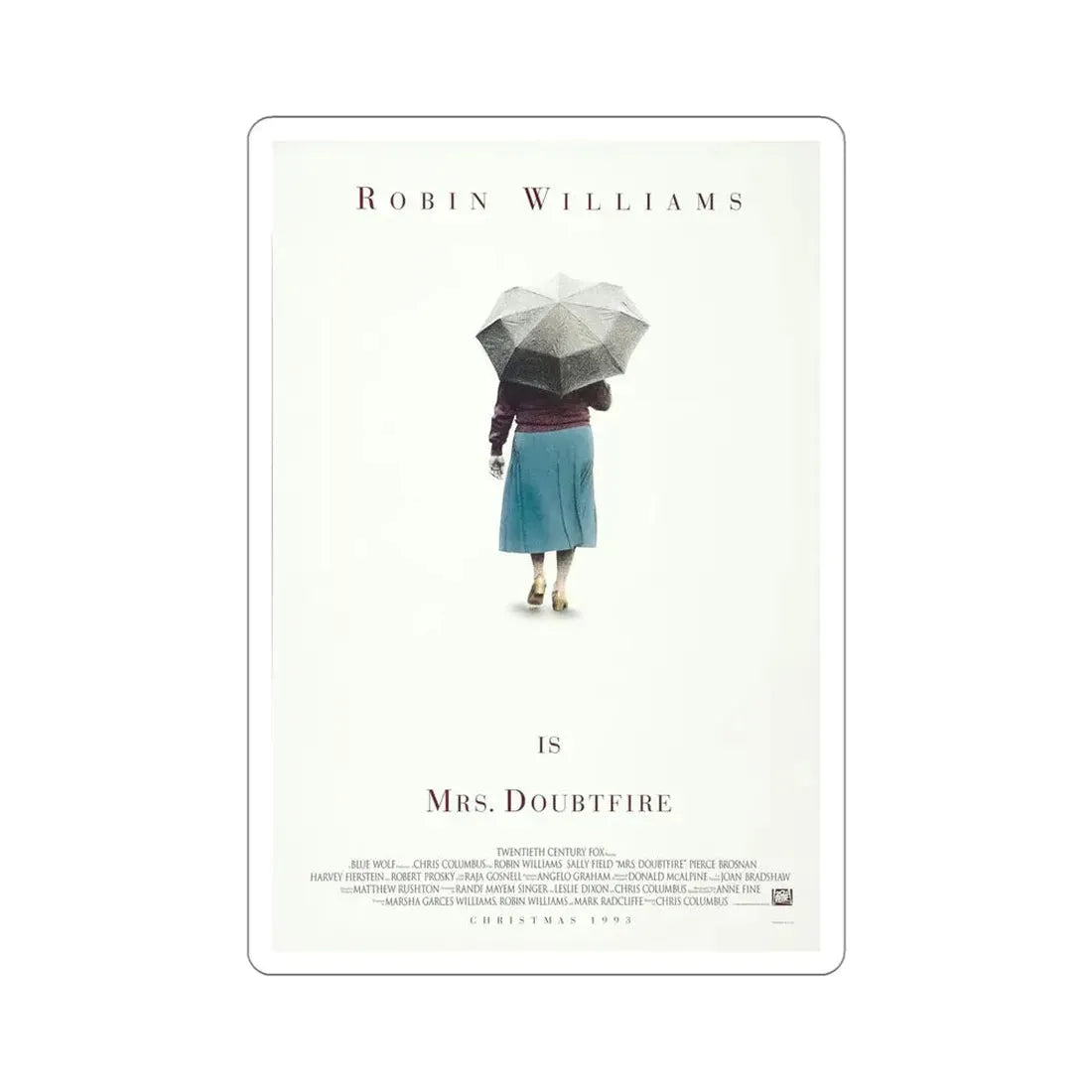 Mrs Doubtfire 1993 Movie Poster STICKER Vinyl Die-Cut Decal - The Sticker Space