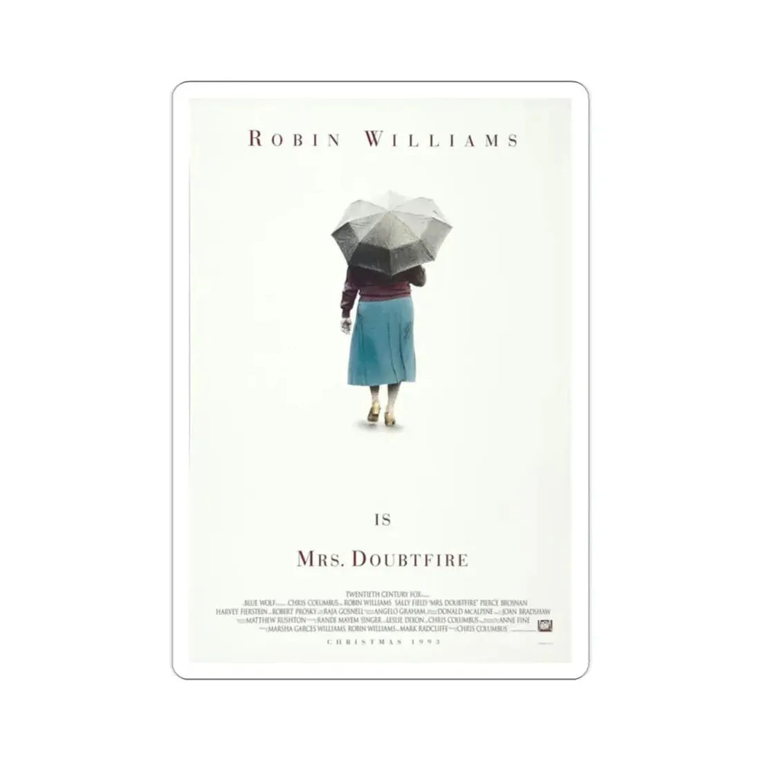 Mrs Doubtfire 1993 Movie Poster STICKER Vinyl Die-Cut Decal - The Sticker Space