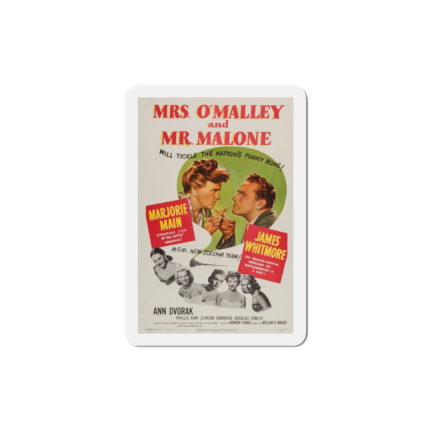 Mrs OMalley and Mr Malone 1950 Movie Poster Die-Cut Magnet-5 Inch-The Sticker Space