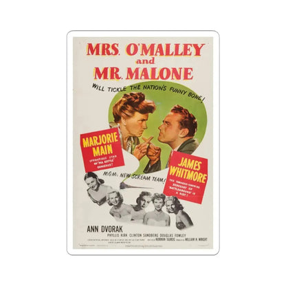 Mrs OMalley and Mr Malone 1950 Movie Poster - STICKER Vinyl Kiss-Cut Decal 2 Inch White - The Sticker Space