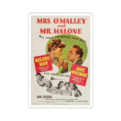 Mrs OMalley and Mr Malone 1950 Movie Poster - STICKER Vinyl Kiss-Cut Decal 3 Inch White - The Sticker Space