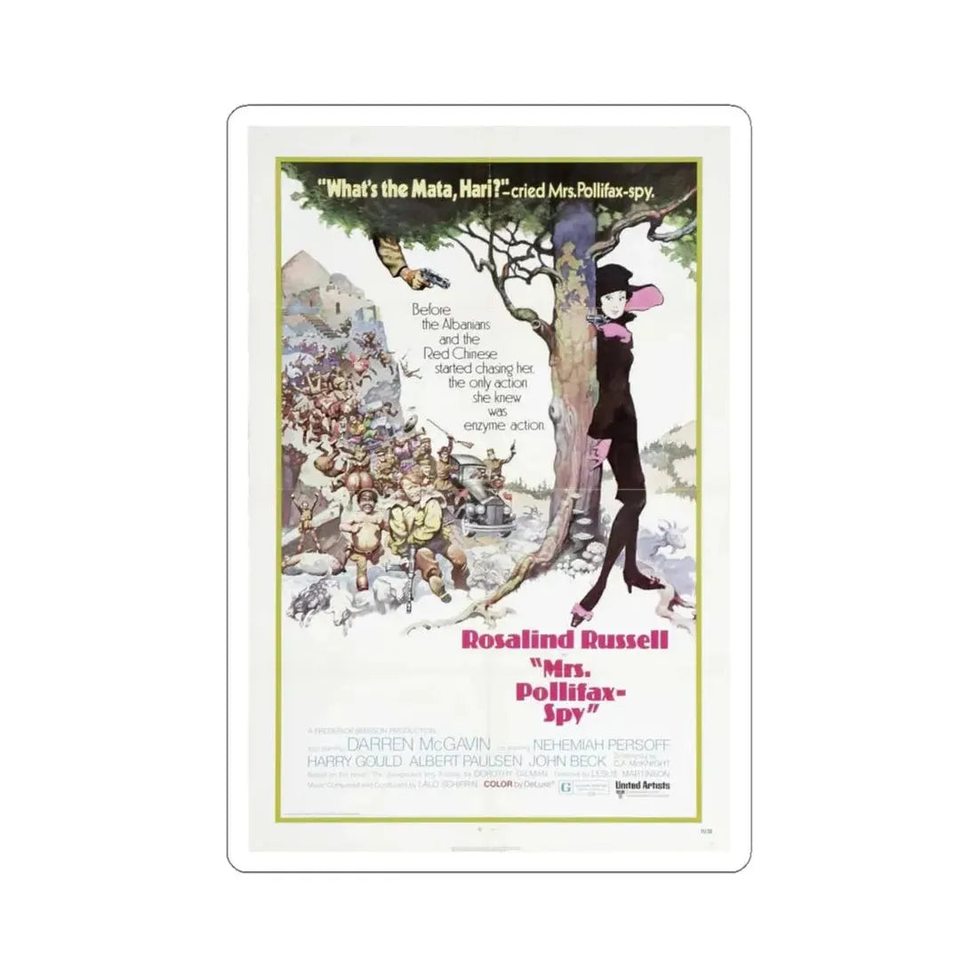 Mrs Pollifax    Spy 1971 Movie Poster - STICKER Vinyl Kiss-Cut Decal 4 Inch White - The Sticker Space