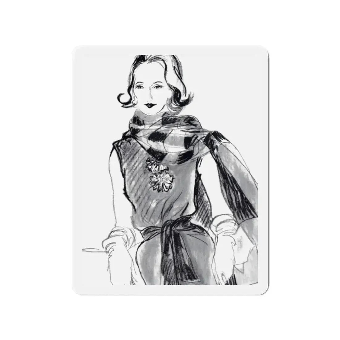 Mrs. Richard Dorso, 1960 (Magazine Illustration) Refrigerator Magnet 2 Inch - The Sticker Space
