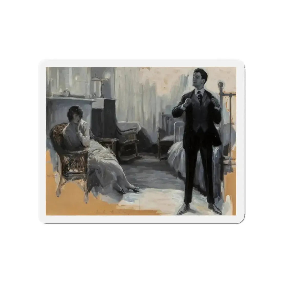 Mrs. Ryder's Happiness, American Weekly interior illustration, September 1918 (Magazine Illustration) Refrigerator Magnet 3 Inch - The Sticker Space