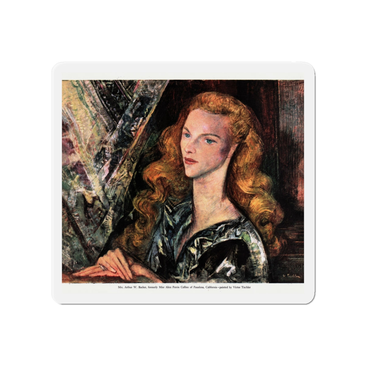 Mrs. Arthur W. Backer, Collier's, January 10, 1948 (Magazine Illustration) Refrigerator Magnet-4" x 4"-The Sticker Space