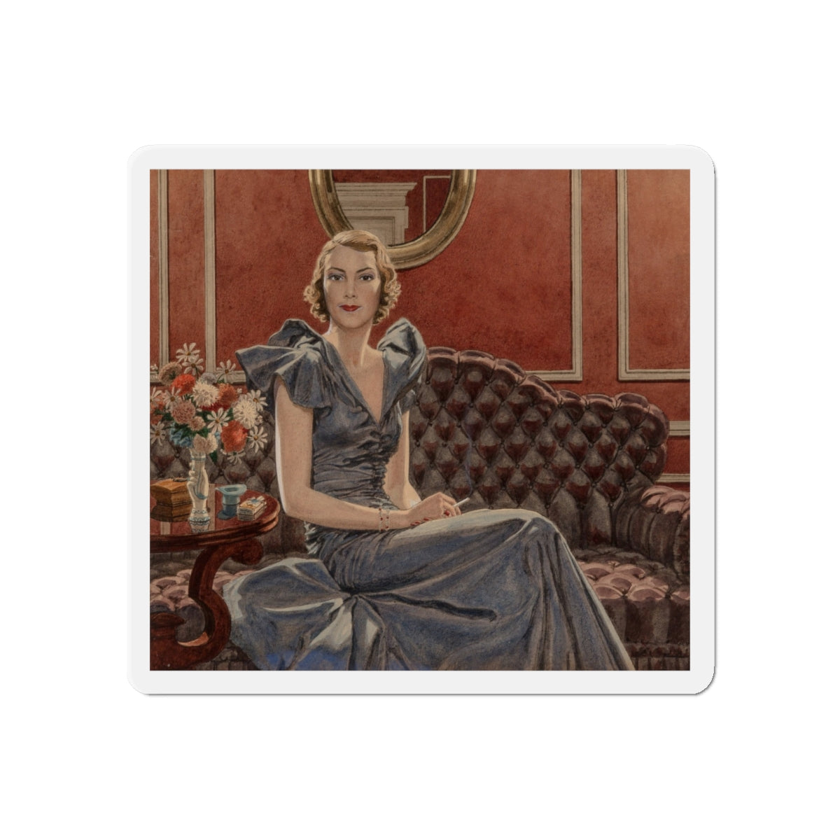 Mrs. Brookfield Van Rensselaer, Camel Cigarette advertisement, 1935 (Magazine Illustration) Refrigerator Magnet-6 × 6"-The Sticker Space