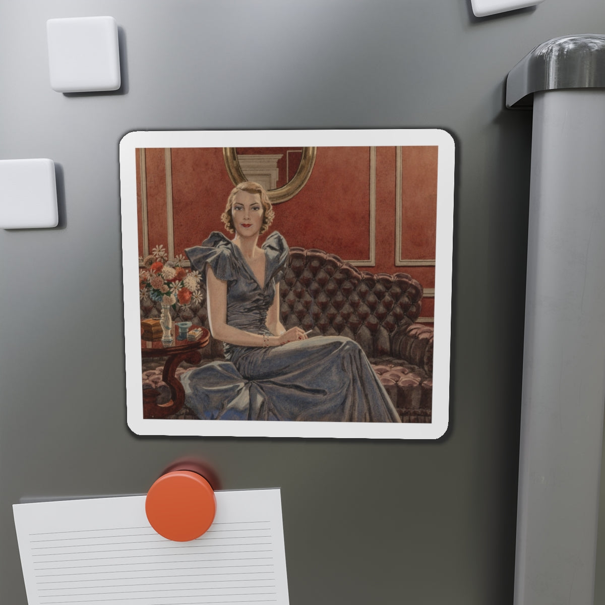 Mrs. Brookfield Van Rensselaer, Camel Cigarette advertisement, 1935 (Magazine Illustration) Refrigerator Magnet-The Sticker Space