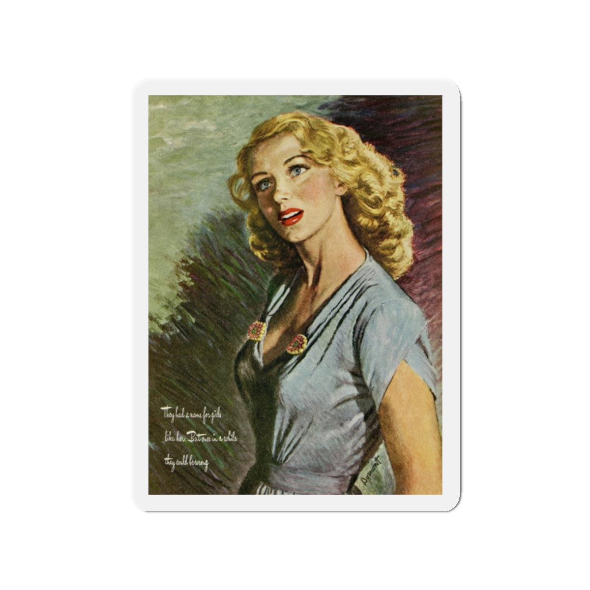 Mrs. Hoyle and the Hotel Royalston, Good Housekeeping, January 1945 (Magazine Illustration) Refrigerator Magnet-2" x 2"-The Sticker Space