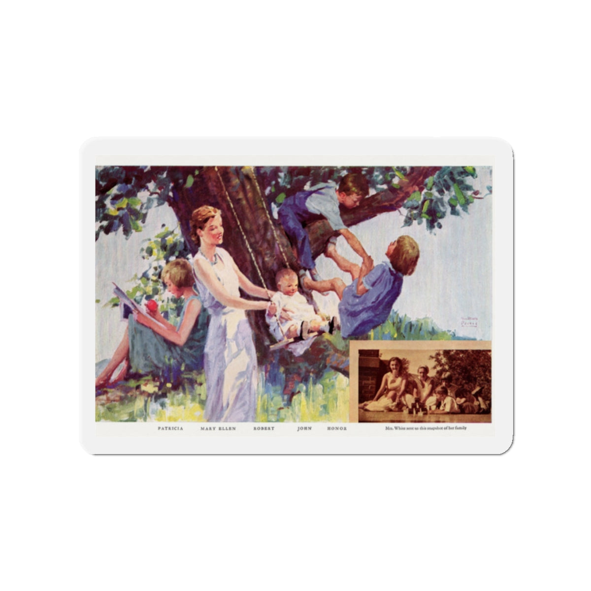 Mrs. White's 5 Reasons, McCall's magazine, February 1932 (Magazine Illustration) Refrigerator Magnet-2" x 2"-The Sticker Space