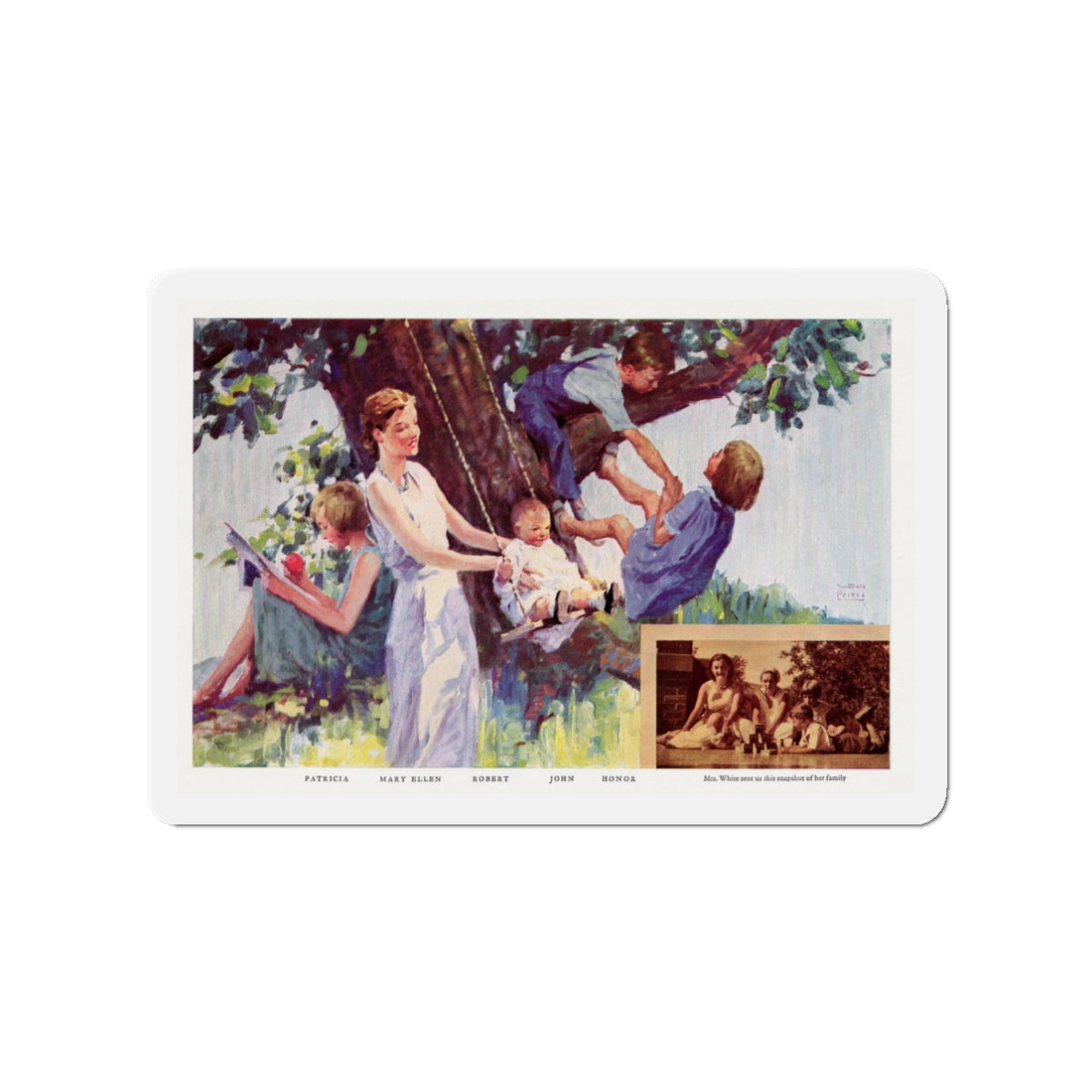 Mrs. White's 5 Reasons, McCall's magazine, February 1932 (Magazine Illustration) Refrigerator Magnet-3" x 3"-The Sticker Space