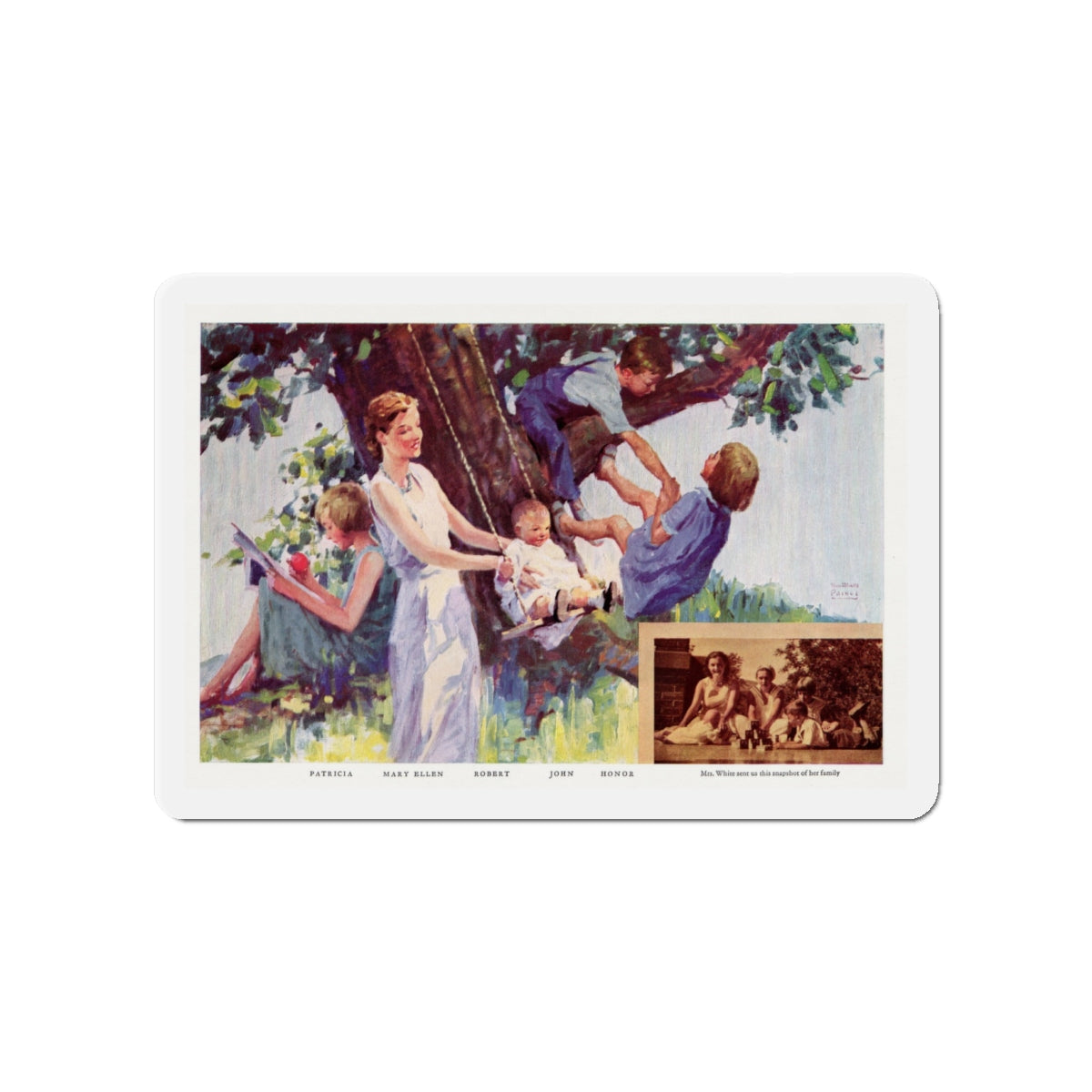 Mrs. White's 5 Reasons, McCall's magazine, February 1932 (Magazine Illustration) Refrigerator Magnet-4" x 4"-The Sticker Space