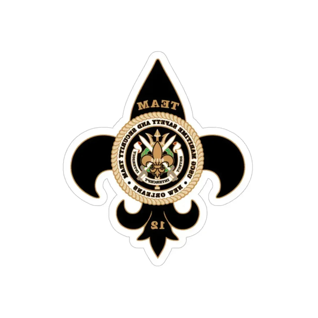 MSST New Orleans Team 12 (U.S. Coast Guard) REVERSE PRINT Transparent Die-Cut STICKER 4 Inch Die-Cut Transparent - The Sticker Space