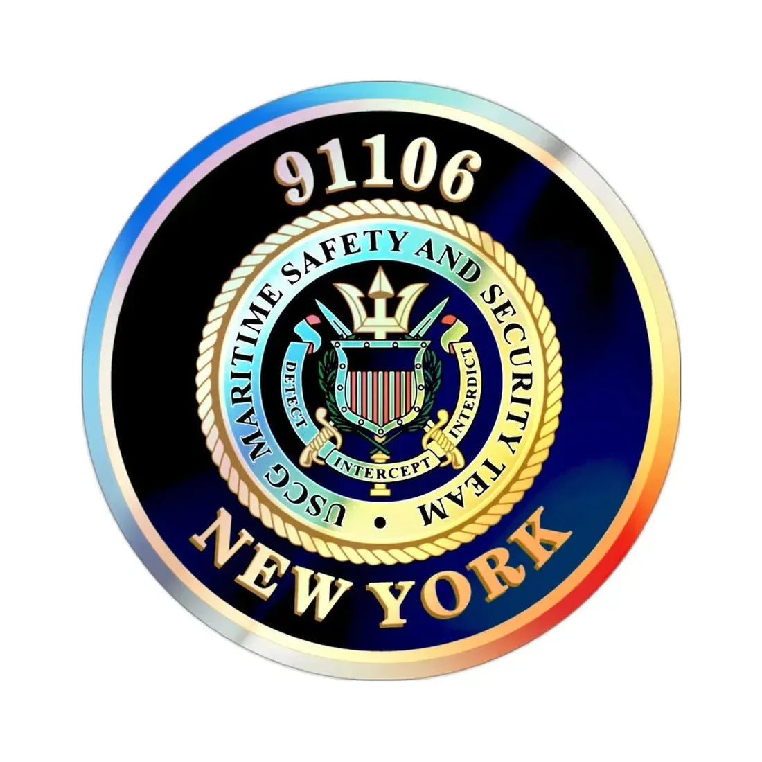 MSST New York 91106 Maritime Safety & Sec Team (U.S. Coast Guard) Holographic STICKER Die-Cut Vinyl Decal 2 Inch Holographic - The Sticker Space