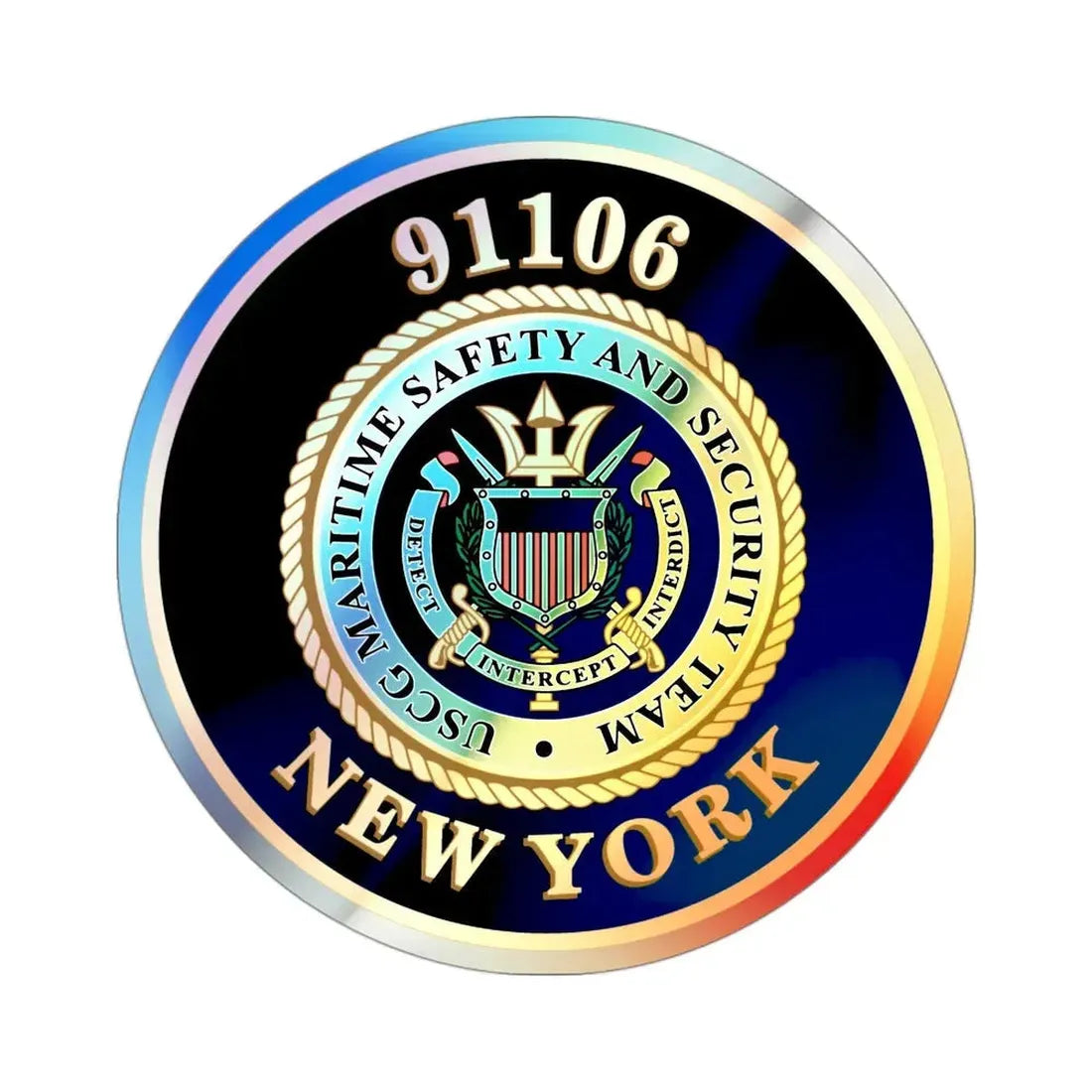 MSST New York 91106 Maritime Safety & Sec Team (U.S. Coast Guard) Holographic STICKER Die-Cut Vinyl Decal 3 Inch Holographic - The Sticker Space